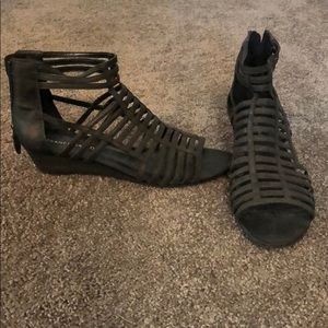 Franco Sarto Black Wedge Sandals - Size 10